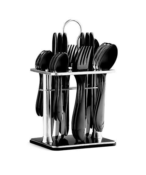 black coated cutlery set