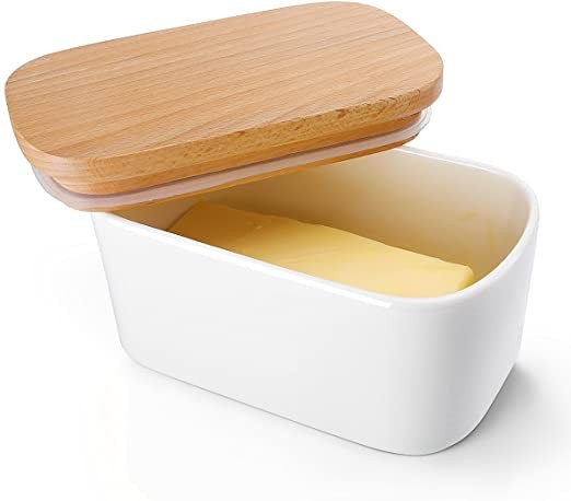brown lid butter dish