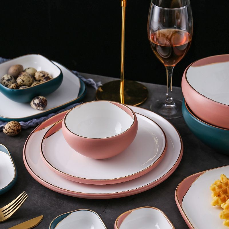 pink-Rim-Ceramic-Plates-set