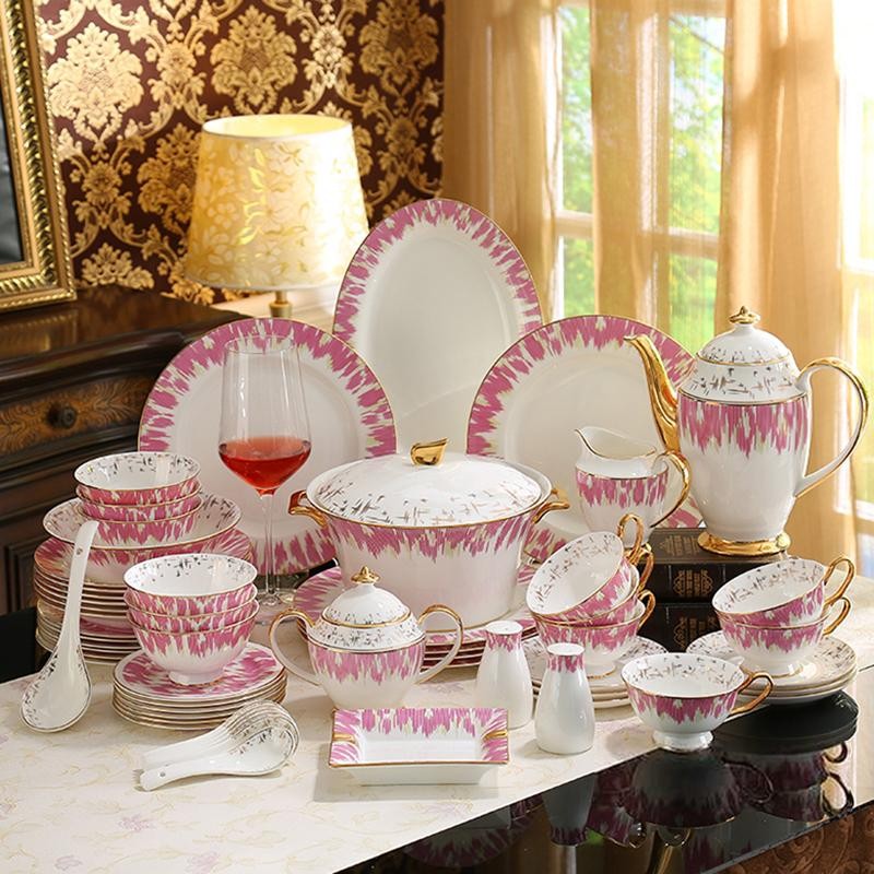 pink floral crockery set