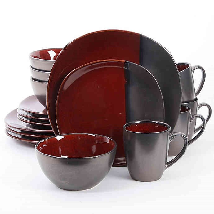 red black cup plate set
