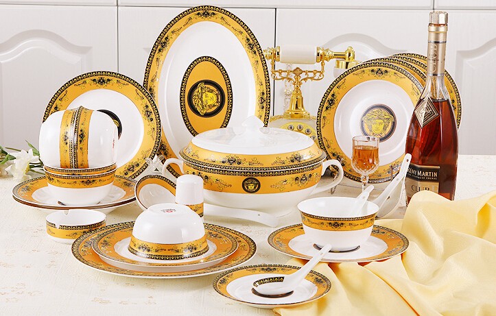royal golden printed dinner set