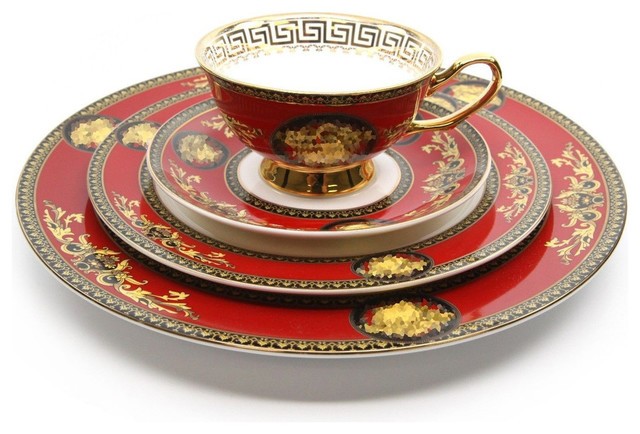 royal red printed cup plate